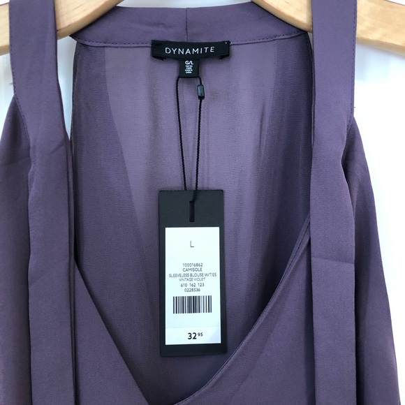 Dynamite Purple Blouse w/Sheer Back V Detail NWT - Picture 2 of 8
